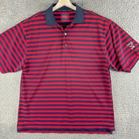 Footjoy Pinehurst Shirt Mens Large Blue Red Stripe Golf Polo Outdoor Athletic - Picture 1 of 11